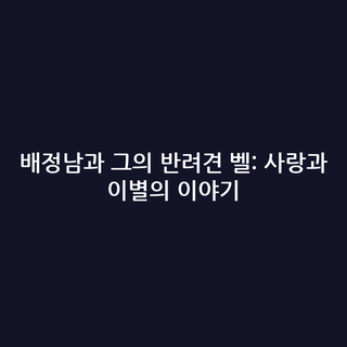 배정남과 그의 반려견 벨: 사랑과 이별의 이야기