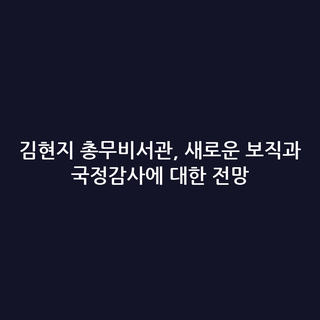 김현지 총무비서관, 새로운 보직과 국정감사에 대한 전망