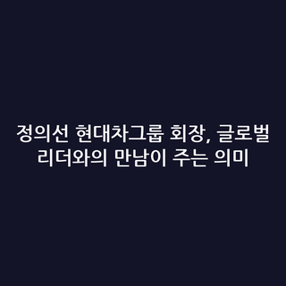 정의선 현대차그룹 회장, 글로벌 리더와의 만남이 주는 의미