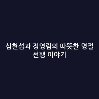 심현섭과 정영림의 따뜻한 명절 선행 이야기