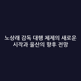 노상래 감독 대행 체제의 새로운 시작과 울산의 향후 전망