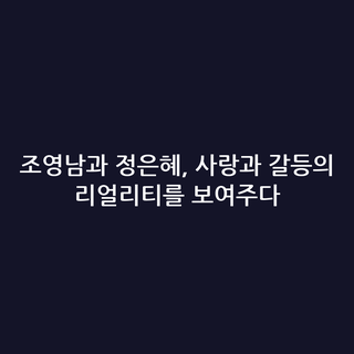 조영남과 정은혜, 사랑과 갈등의 리얼리티를 보여주다