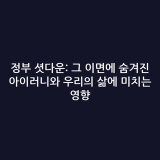 정부 셧다운: 그 이면에 숨겨진 아이러니와 우리의 삶에 미치는 영향
