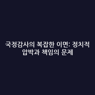 국정감사의 복잡한 이면: 정치적 압박과 책임의 문제 국정감사의 복잡한 이면: 정치적 압박과 책임의 문제