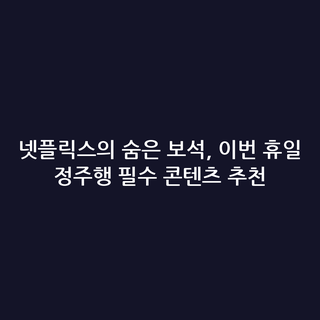 넷플릭스의 숨은 보석, 이번 휴일 정주행 필수 콘텐츠 추천