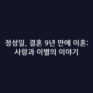 정성일, 결혼 9년 만에 이혼: 사랑과 이별의 이야기