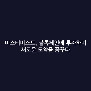 미스터비스트, 블록체인에 투자하며 새로운 도약을 꿈꾸다