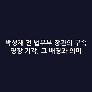 박성재 전 법무부 장관의 구속 영장 기각, 그 배경과 의미 박성재 전 법무부 장관의 구속 영장 기각, 그 배경과 의미