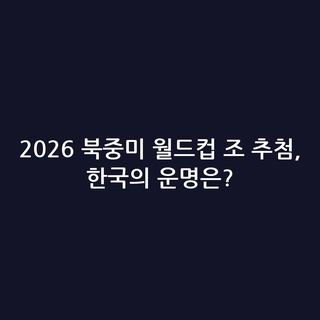 2026 북중미 월드컵 조 추첨, 한국의 운명은?