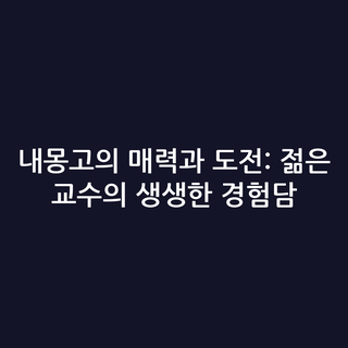 내몽고의 매력과 도전: 젊은 교수의 생생한 경험담