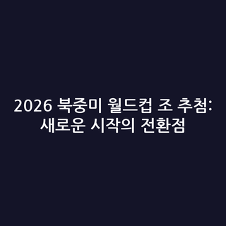 2026 북중미 월드컵 조 추첨: 새로운 시작의 전환점