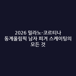 2026 밀라노-코르티나 동계올림픽 남자 피겨 스케이팅의 모든 것