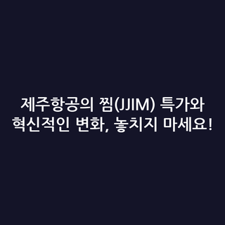 제주항공의 찜(JJIM) 특가와 혁신적인 변화, 놓치지 마세요!
