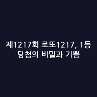 제1217회 로또1217, 1등 당첨의 비밀과 기쁨