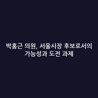 박홍근 의원, 서울시장 후보로서의 가능성과 도전 과제