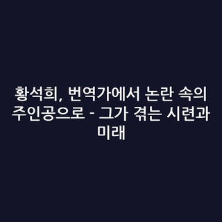 황석희, 번역가에서 논란 속의 주인공으로 - 그가 겪는 시련과 미래