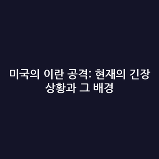미국의 이란 공격: 현재의 긴장 상황과 그 배경