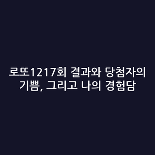 로또1217회 결과와 당첨자의 기쁨, 그리고 나의 경험담