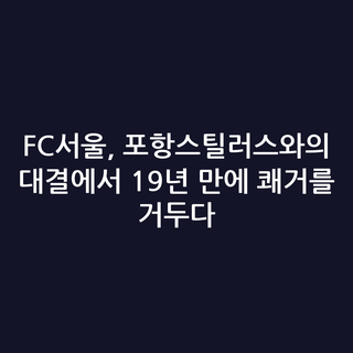FC서울, 포항스틸러스와의 대결에서 19년 만에 쾌거를 거두다