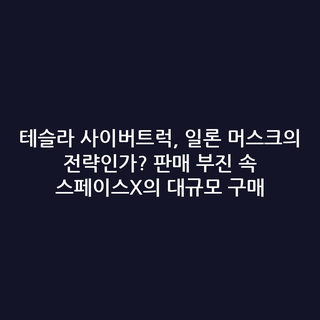 테슬라 사이버트럭, 일론 머스크의 전략인가? 판매 부진 속 스페이스X의 대규모 구매