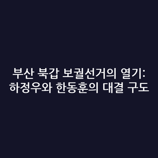 부산 북갑 보궐선거의 열기: 하정우와 한동훈의 대결 구도