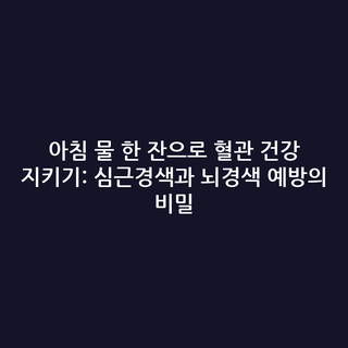 아침 물 한 잔으로 혈관 건강 지키기: 심근경색과 뇌경색 예방의 비밀