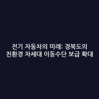 전기 자동차의 미래: 경북도의 친환경 차세대 이동수단 보급 확대