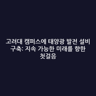 고려대 캠퍼스에 태양광 발전 설비 구축: 지속 가능한 미래를 향한 첫걸음