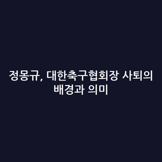 정몽규, 대한축구협회장 사퇴의 배경과 의미