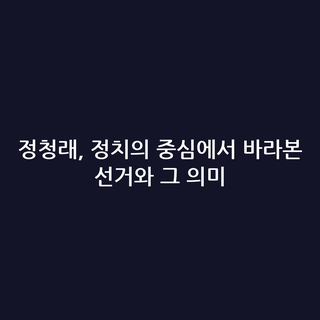 정청래, 정치의 중심에서 바라본 선거와 그 의미