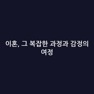 이혼, 그 복잡한 과정과 감정의 여정