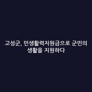 고성군, 민생활력지원금으로 군민의 생활을 지원하다