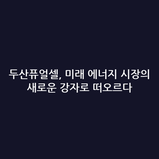 두산퓨얼셀, 미래 에너지 시장의 새로운 강자로 떠오르다