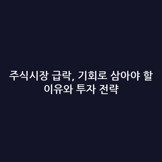 주식시장 급락, 기회로 삼아야 할 이유와 투자 전략