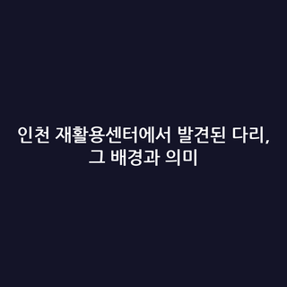 인천 재활용센터에서 발견된 다리, 그 배경과 의미