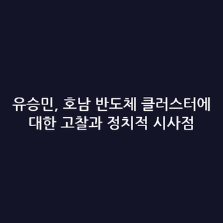 유승민, 호남 반도체 클러스터에 대한 고찰과 정치적 시사점