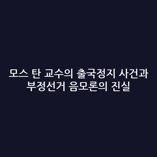 모스 탄 교수의 출국정지 사건과 부정선거 음모론의 진실
