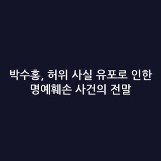박수홍, 허위 사실 유포로 인한 명예훼손 사건의 전말