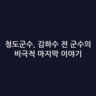 청도군수, 김하수 전 군수의 비극적 마지막 이야기