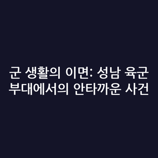 군 생활의 이면: 성남 육군 부대에서의 안타까운 사건