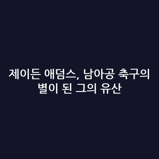 제이든 애덤스, 남아공 축구의 별이 된 그의 유산