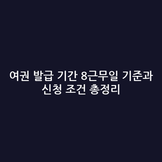 여권 발급 기간 8근무일 기준과 신청 조건 총정리