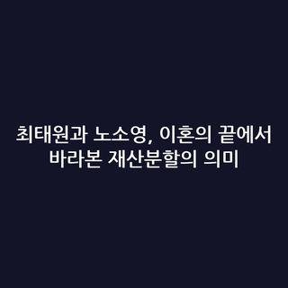 최태원과 노소영, 이혼의 끝에서 바라본 재산분할의 의미