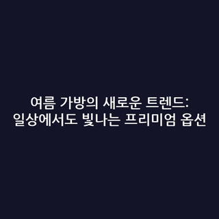 여름 가방의 새로운 트렌드: 일상에서도 빛나는 프리미엄 옵션