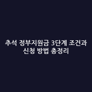 추석 정부지원금 3단계 조건과 신청 방법 총정리
