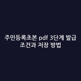 주민등록초본 pdf 3단계 발급 조건과 저장 방법