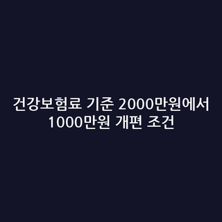 건강보험료 기준 2000만원에서 1000만원 개편 조건