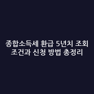 종합소득세 환급 5년치 조회 조건과 신청 방법 총정리