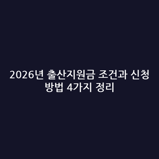 2026년 출산지원금 조건과 신청 방법 4가지 정리