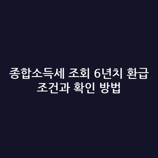종합소득세 조회 6년치 환급 조건과 확인 방법